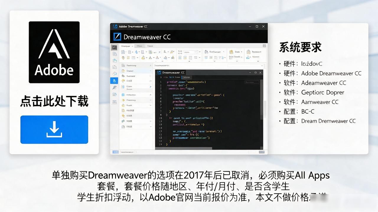 Dreamweaver CC下载：官方渠道在哪、系统要求是什么、还能不能用 配图