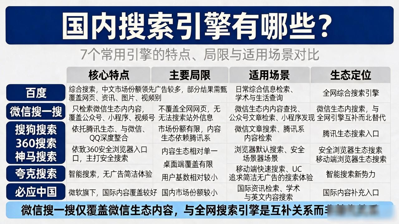 国内搜索引擎有哪些？7个常用引擎的特点、局限与适用场景对比 配图2