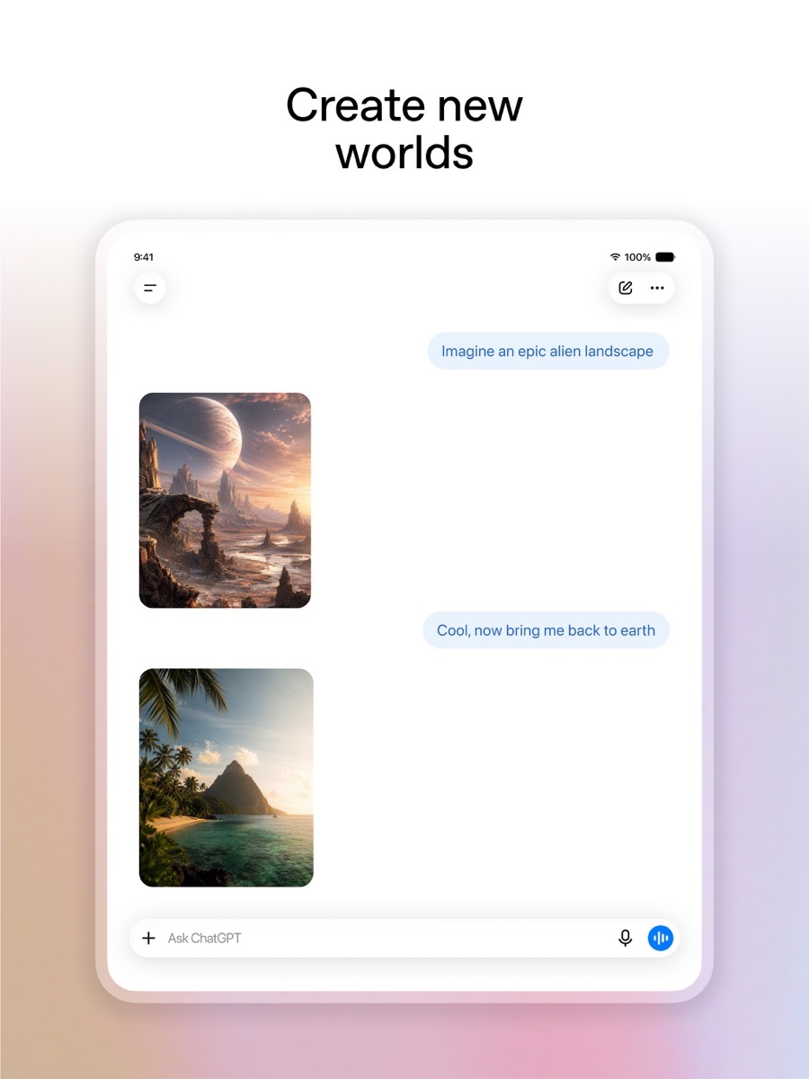 GPT对话与创作界面（Apple App Store 官方商店页截图）